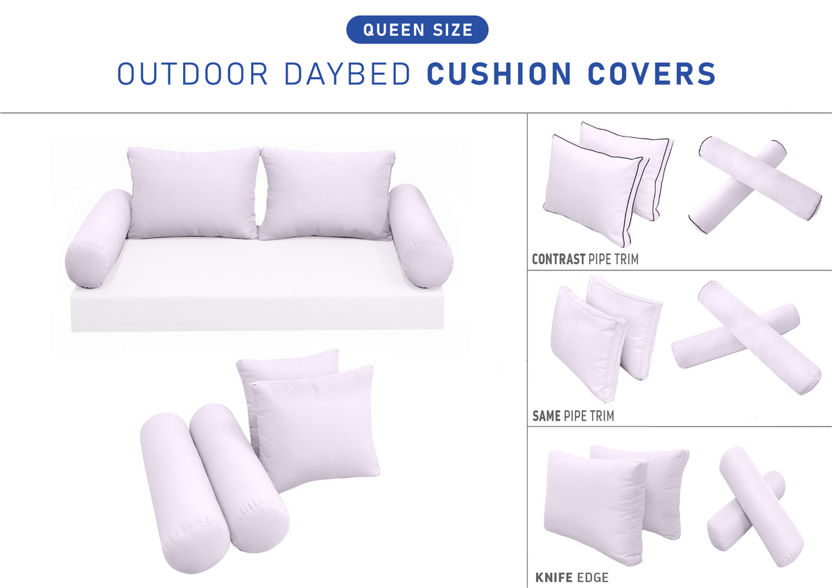 STYLE 1 Pillow & Bolster Cushion for Outdoor Indoor Daybed Porch Swing Bed Queen Size | COVERS ONLY |