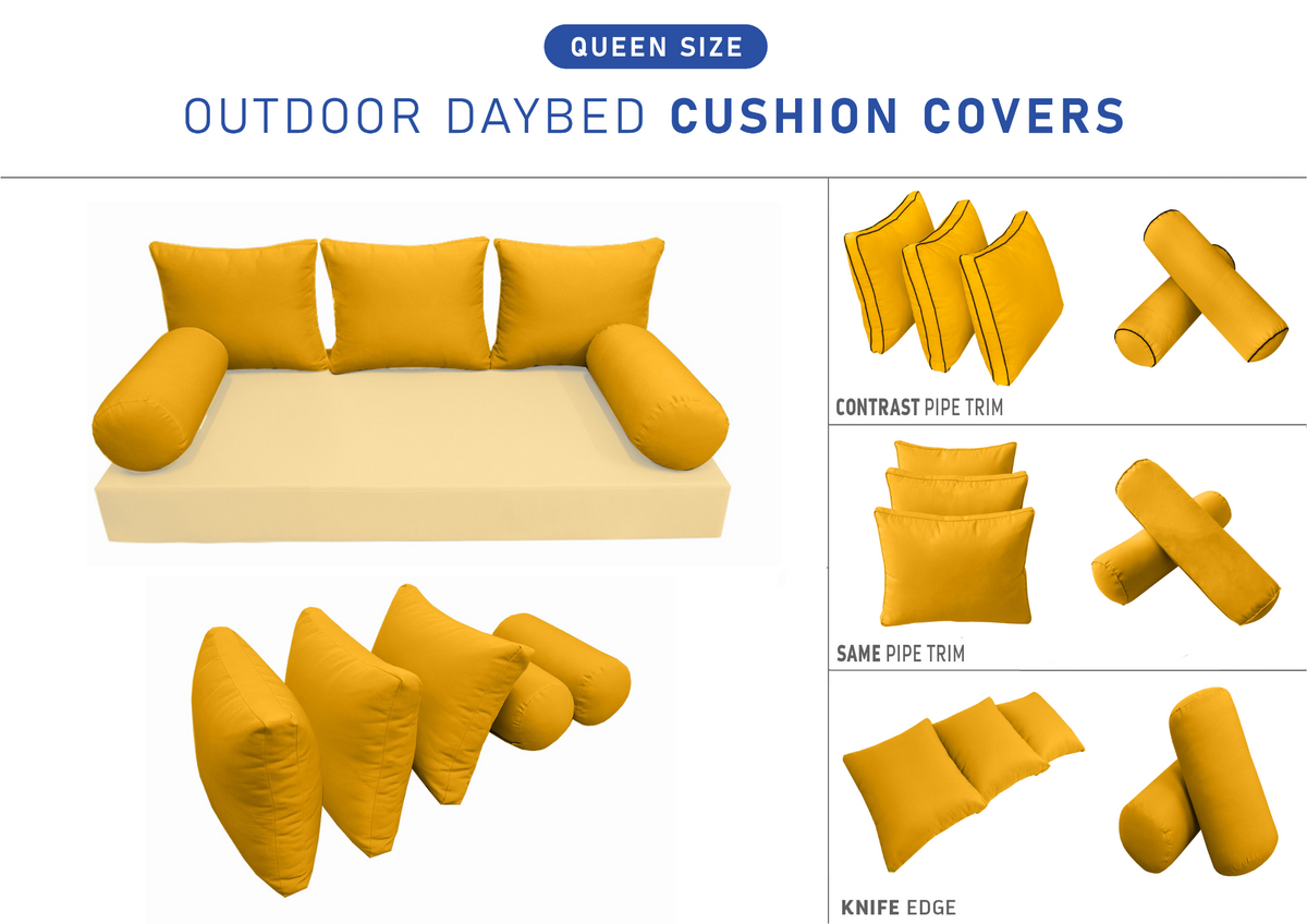 STYLE 3 Pillow & Bolster Cushion for Outdoor Indoor Daybed Porch Swing Bed Queen Size | COVERS ONLY |