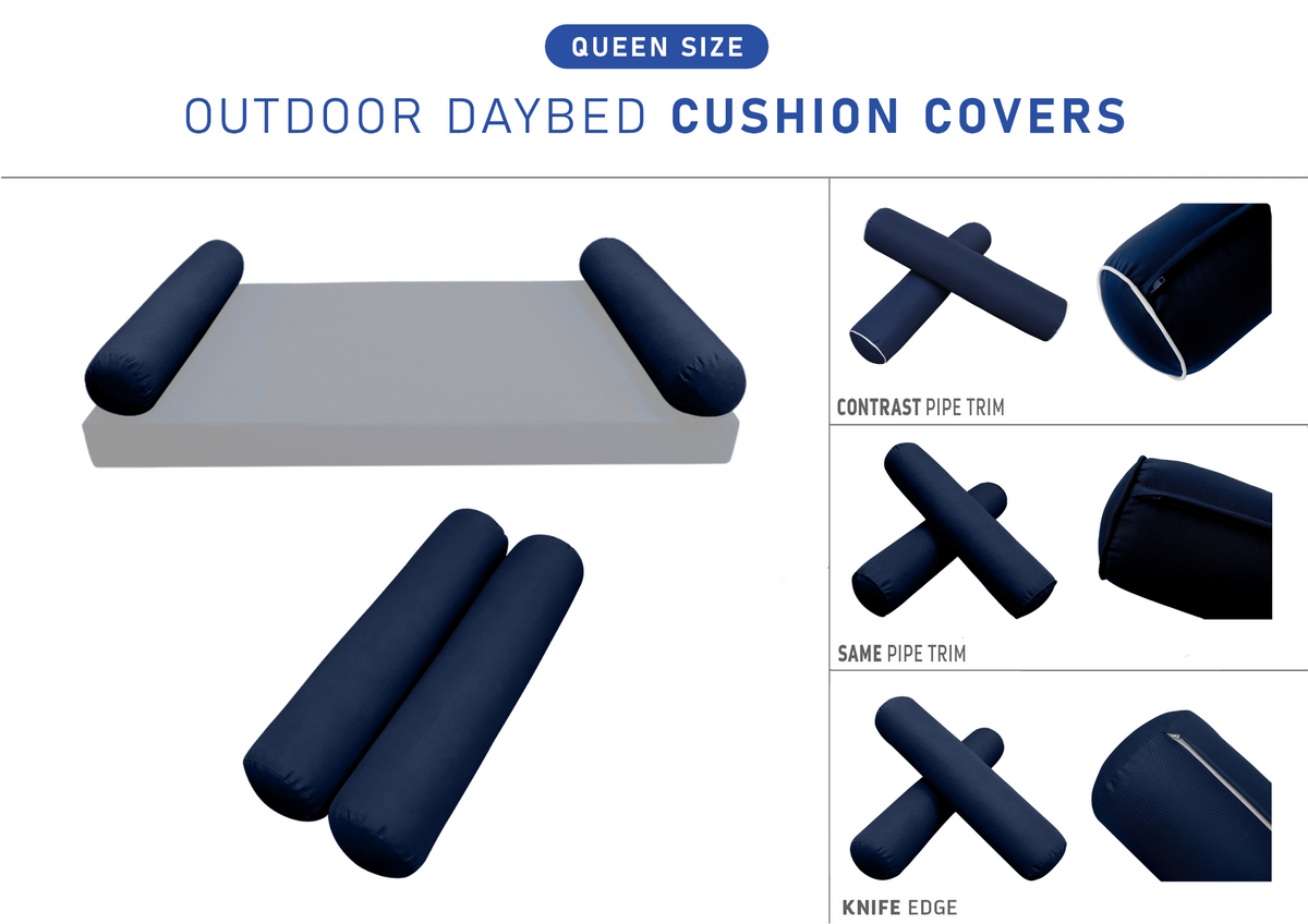 STYLE 5 Bolster Pillow for Outdoor Indoor Daybed Porch Swing Bed Queen Size | COVERS ONLY |