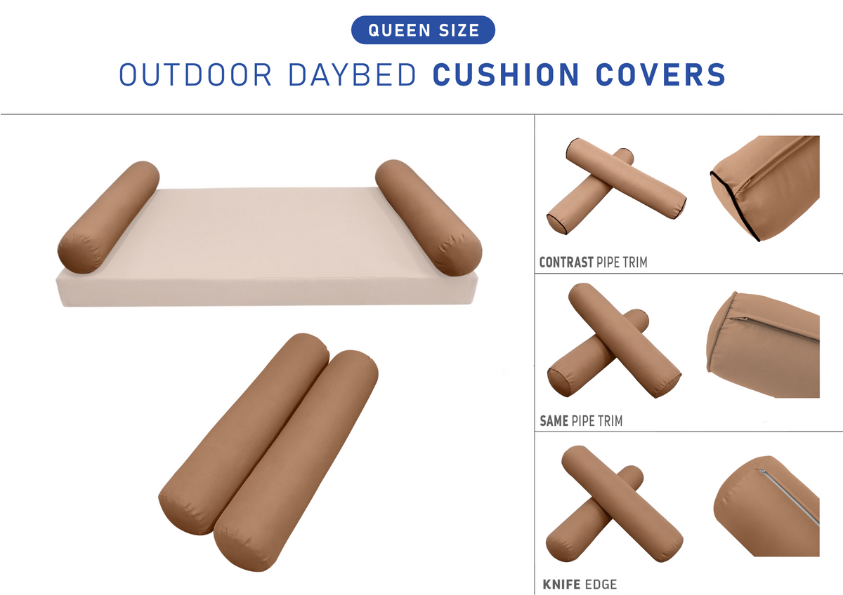STYLE 5 Bolster Pillow for Outdoor Indoor Daybed Porch Swing Bed Queen Size | COVERS ONLY |