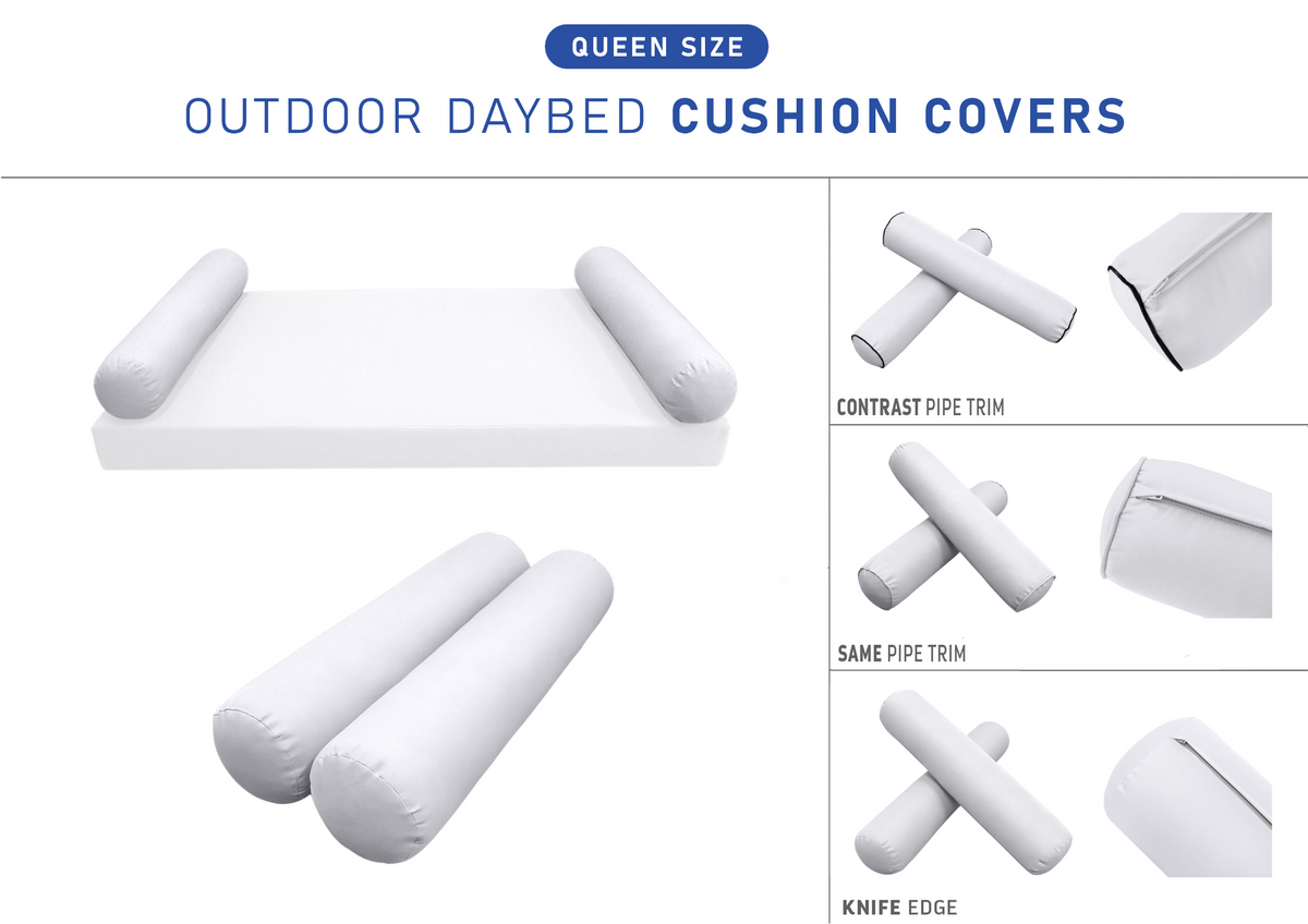 STYLE 5 Bolster Pillow for Outdoor Indoor Daybed Porch Swing Bed Queen Size | COVERS ONLY |