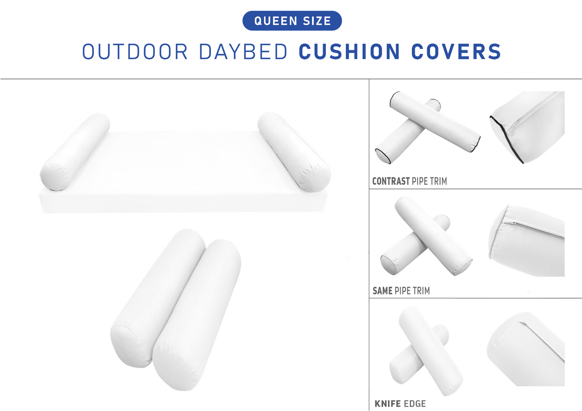 STYLE 5 Bolster Pillow for Outdoor Indoor Daybed Porch Swing Bed Queen Size | COVERS ONLY |