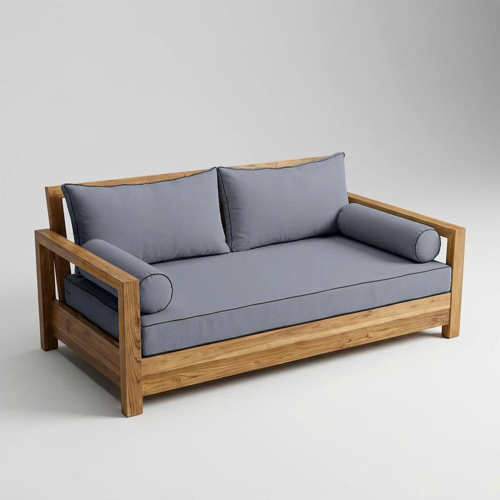 Style2 Full Size 5PC Contrast Pipe Outdoor Daybed Mattress Cushion Bolster Pillow Slip Cover Complete Set AD001