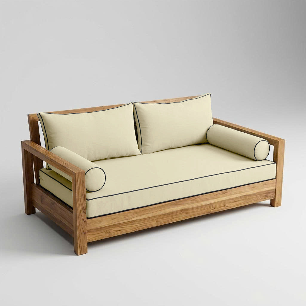 Style2 Full Size 5PC Contrast Pipe Outdoor Daybed Mattress Cushion Bolster Pillow Slip Cover Complete Set AD005