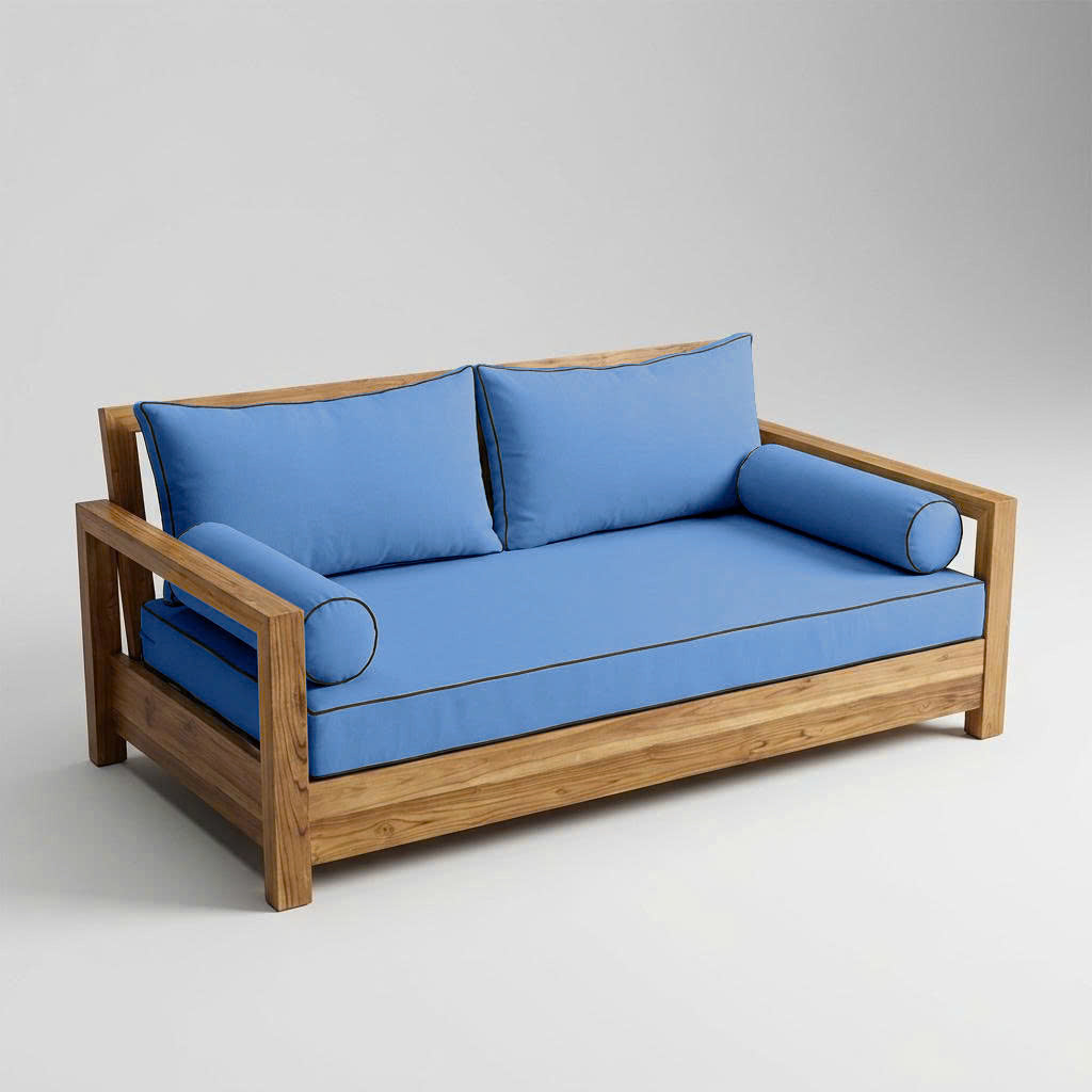 Style2 Full Size 5PC Contrast Pipe Outdoor Daybed Mattress Cushion Bolster Pillow Slip Cover Complete Set AD102