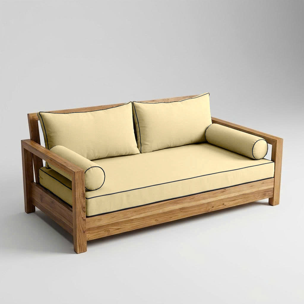 Style2 Full Size 5PC Contrast Pipe Outdoor Daybed Mattress Cushion Bolster Pillow Slip Cover Complete Set AD103