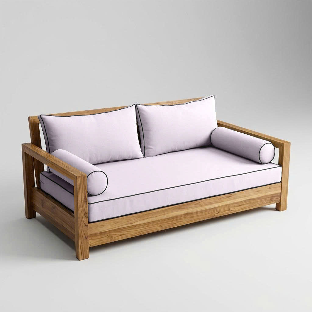 Style2 Full Size 5PC Contrast Pipe Outdoor Daybed Mattress Cushion Bolster Pillow Slip Cover Complete Set AD107