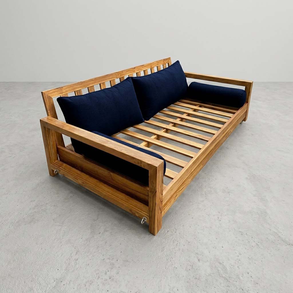 STYLE 2 Pillow & Bolster Cushion for Outdoor Indoor Daybed Porch Swing Bed Queen Size Piped Trim AD101 | COVERS ONLY |