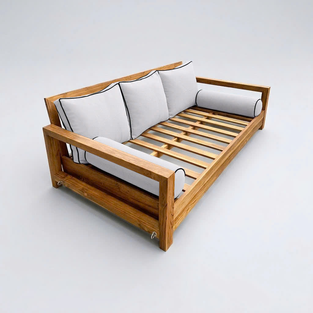 STYLE 3 Pillow & Bolster Cushion for Outdoor Indoor Daybed Porch Swing Bed Full Size Contrast Trim AD105 | COVERS ONLY |