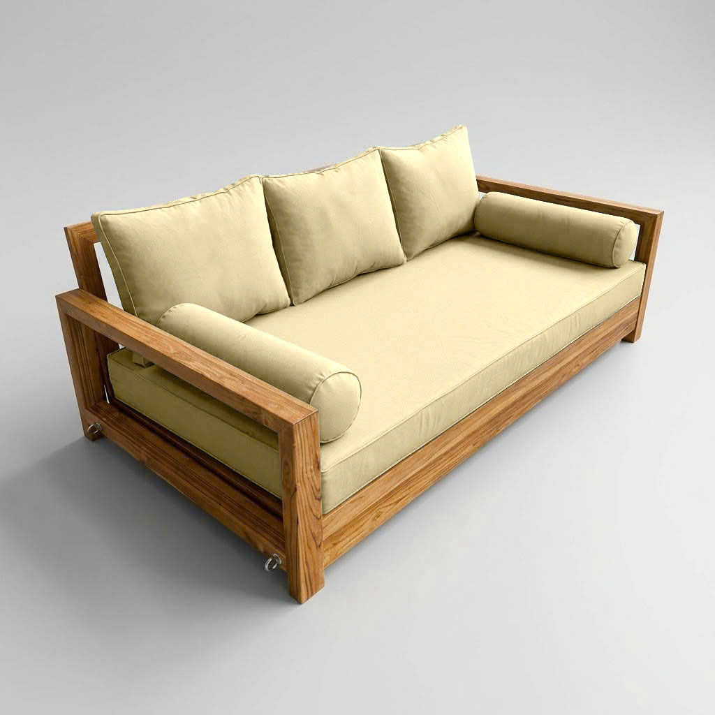 STYLE 3 - Mattress & Pillow Bolster Cushion for Outdoor Indoor Daybed Porch Swing Bed Piped Trim Full Size AD103 | COVERS ONLY |