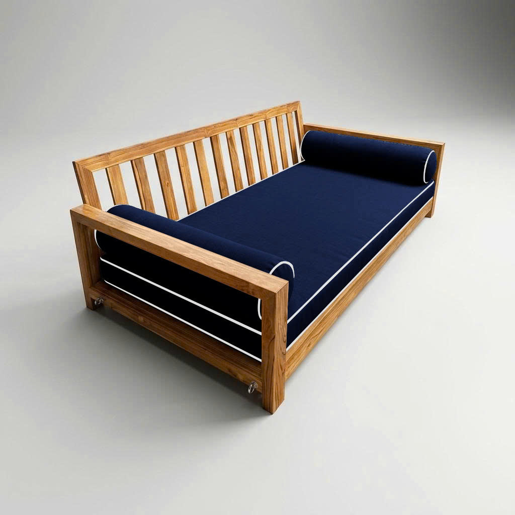 Style5 Twin-XL Size 3PC Contrast Pipe Trim Outdoor Daybed Mattress Cushion Bolster Pillow SlipCover COMPLETE SET AD101