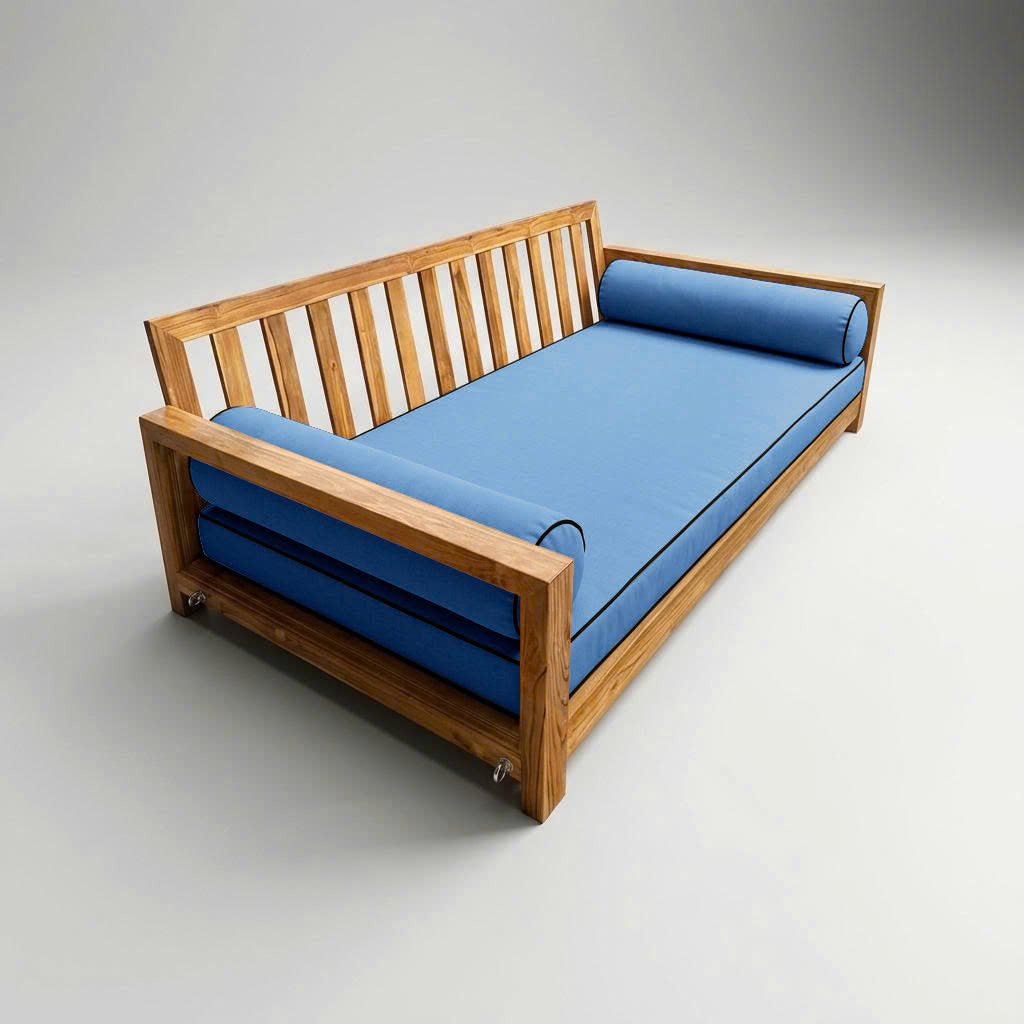Style5 Twin-XL Size 3PC Contrast Pipe Trim Outdoor Daybed Mattress Cushion Bolster Pillow SlipCover COMPLETE SET AD102