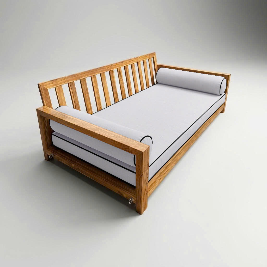 Style5 Twin-XL Size 3PC Contrast Pipe Trim Outdoor Daybed Mattress Cushion Bolster Pillow SlipCover COMPLETE SET AD105