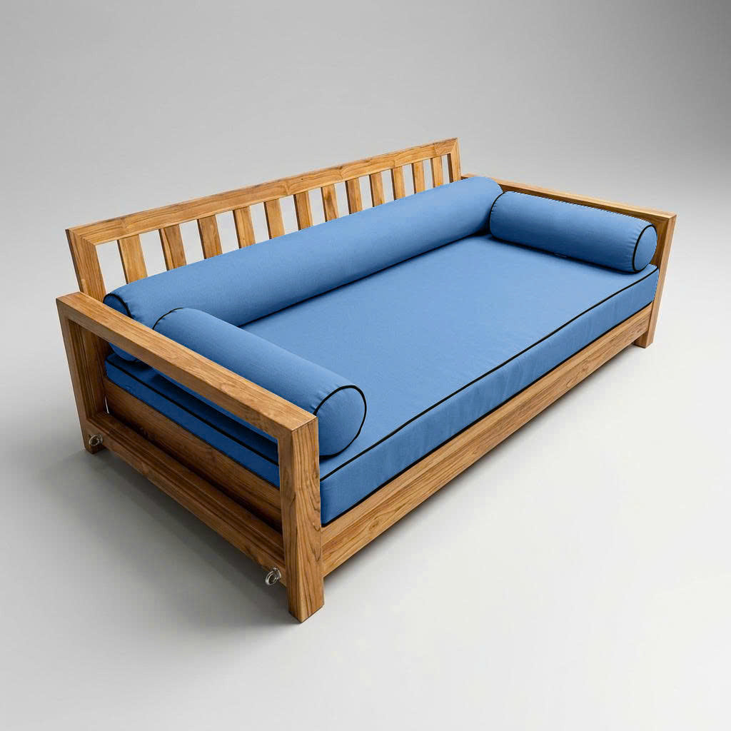 Style6 Twin-XL Size 4PC Contrast Pipe Trim Outdoor Daybed Mattress Cushion Bolster Pillow Slip Cover COMPLETE SET AD102