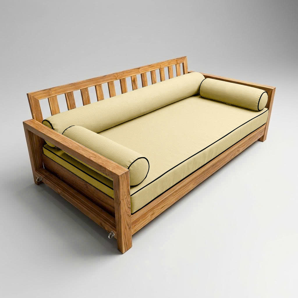 Style6 Crib Size 4PC Contrast Pipe Trim Outdoor Daybed Mattress Cushion Bolster Pillow Slip Cover COMPLETE SET AD103