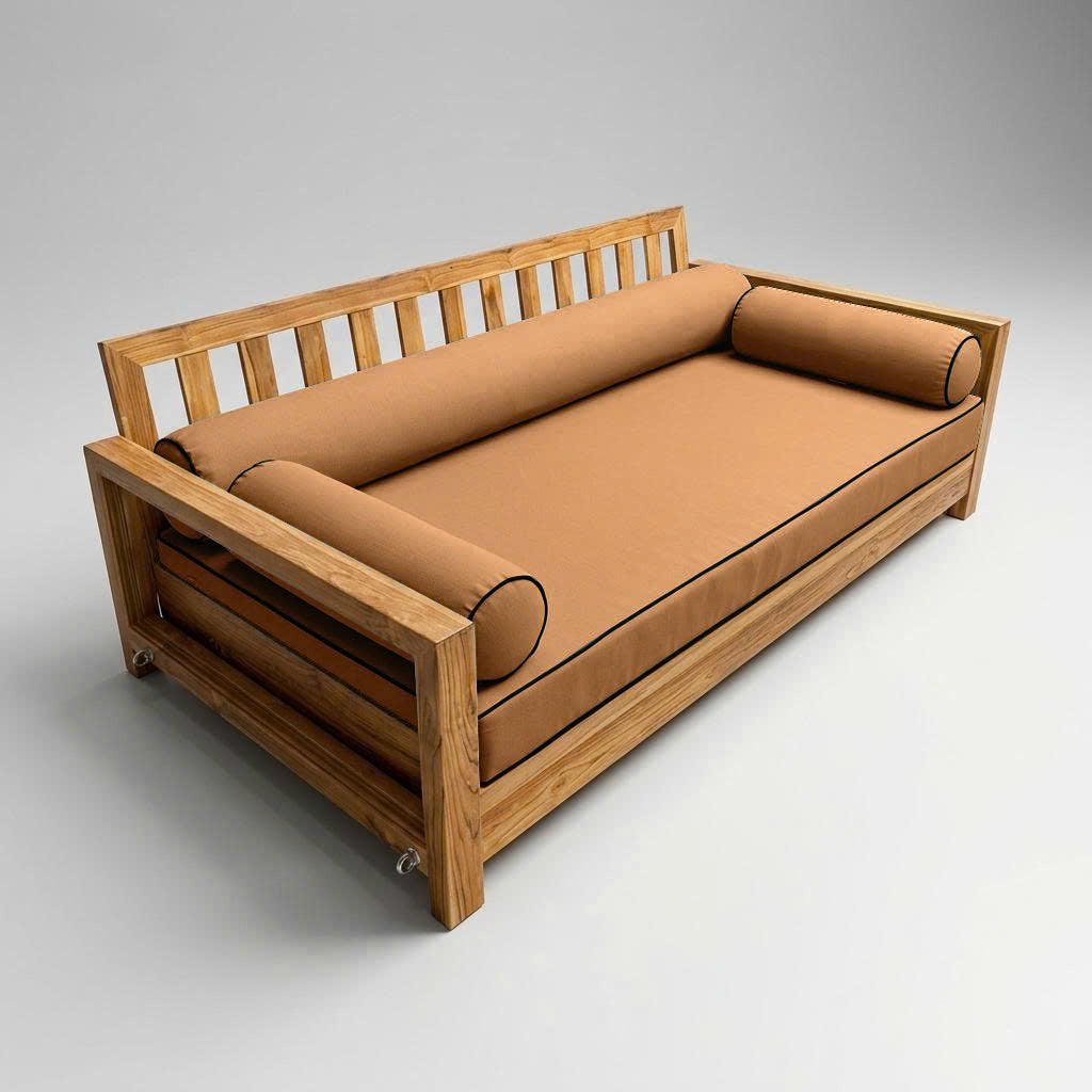 Style6 Twin-XL Size 4PC Contrast Pipe Trim Outdoor Daybed Mattress Cushion Bolster Pillow Slip Cover COMPLETE SET AD104