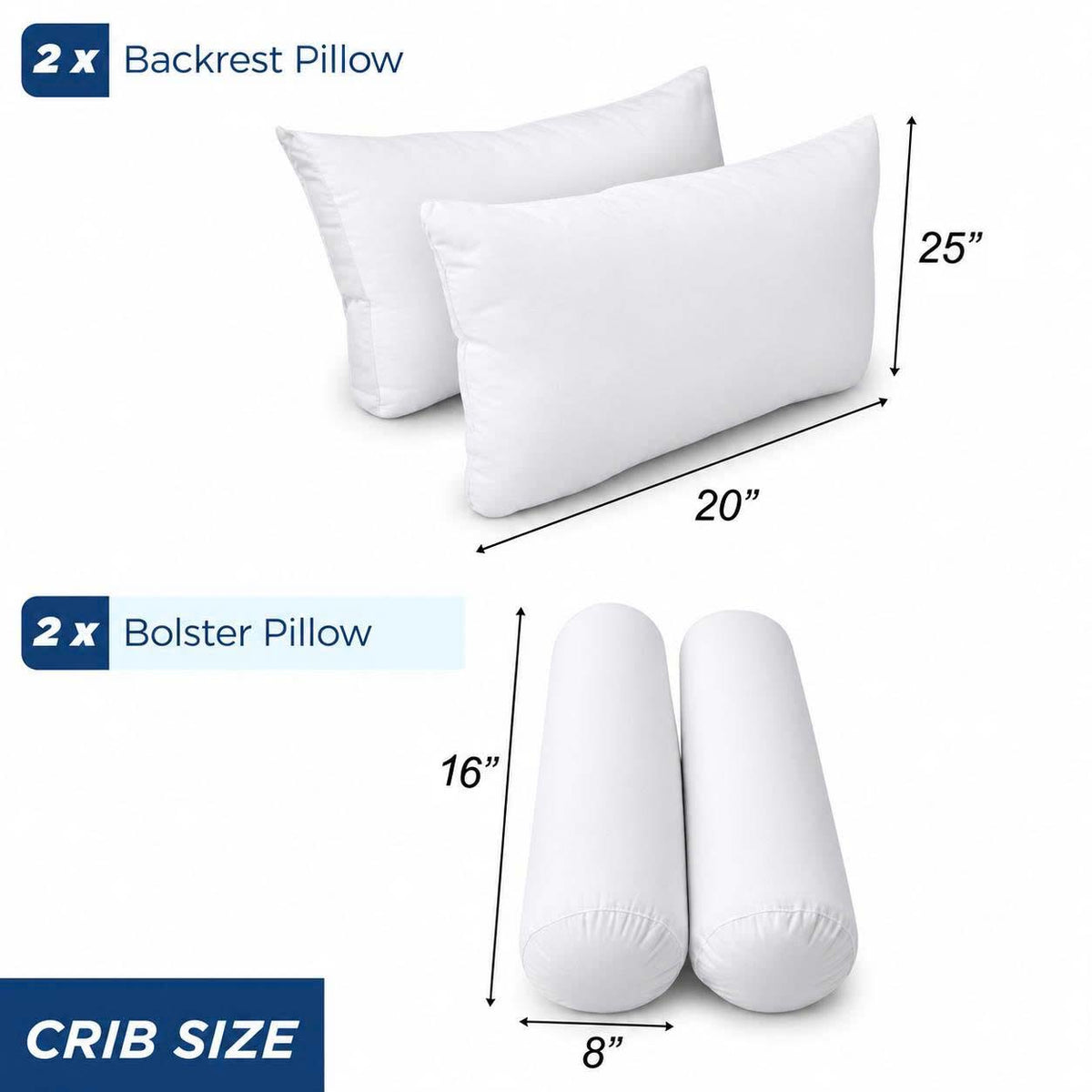 STYLE 2 Pillow & Bolster Cushion Polyester Fiberfill Inserts for Outdoor Indoor Daybed Porch Swing Bed | INSERT ONLY |