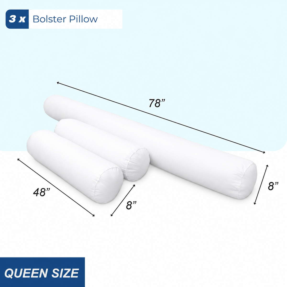 STYLE 6 QUEEN SIZE Pillow Bolster Cushion Polyester Fiberfill Inserts for Outdoor Indoor Daybed Porch Swing Bed | INSERT ONLY |