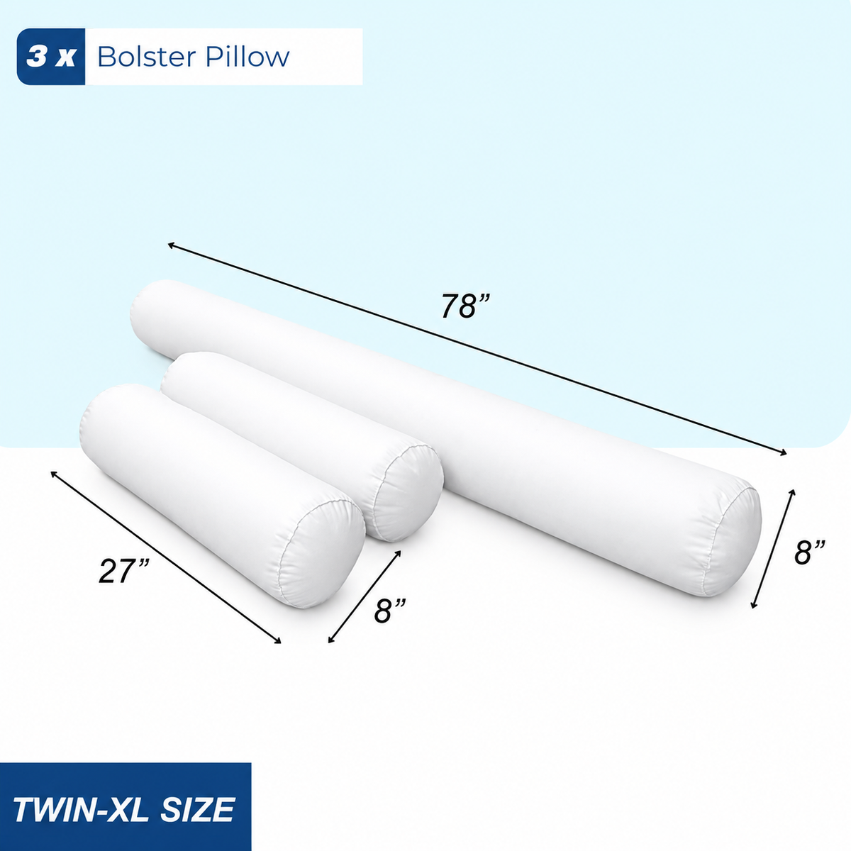 STYLE 6 TWIN-XL SIZE Pillow Bolster Cushion Polyester Fiberfill Inserts for Outdoor Indoor Daybed Porch Swing Bed | INSERT ONLY |