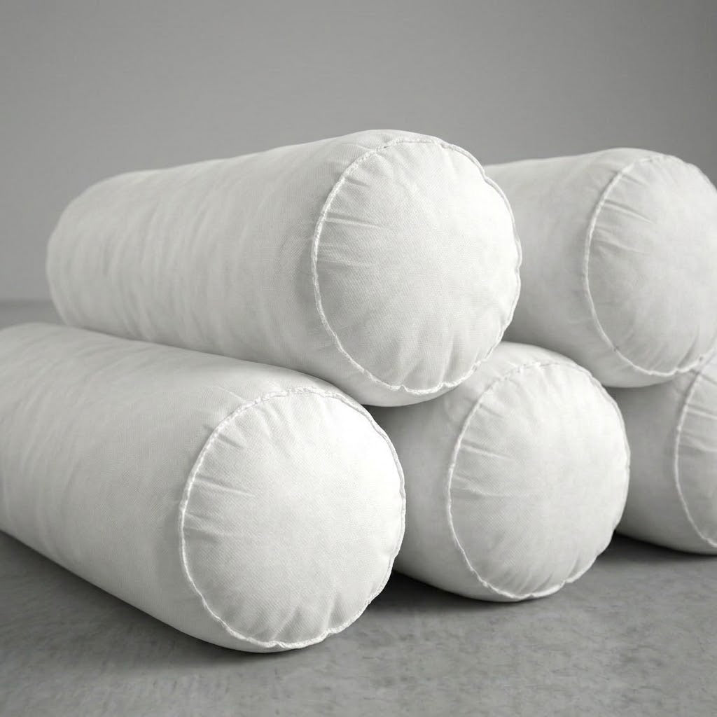 Outdoor Round Long Bolster Pillow Polyester FiberFill Decorative Bolster for Porch Swing Couch Sofa Cushion |INSERT ONLY|
