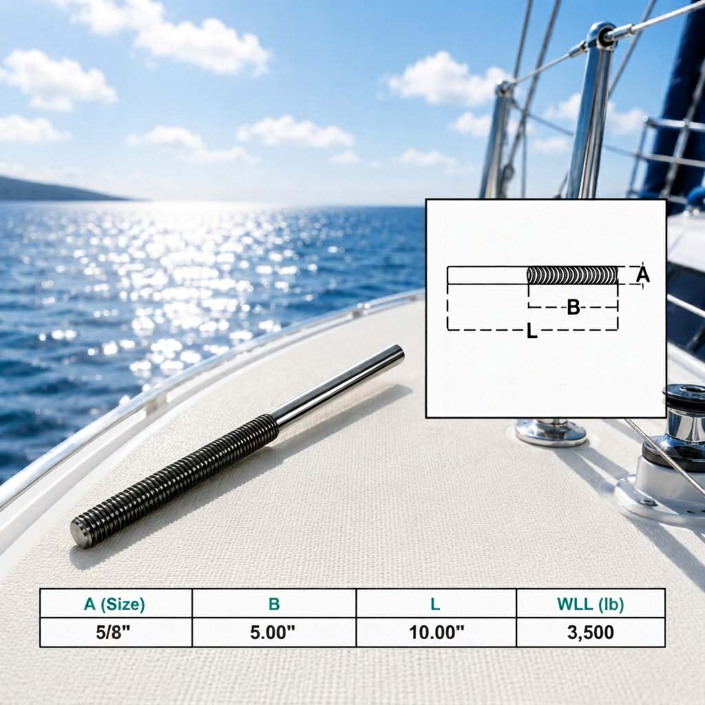 4 Pc Set Marine T316 Forged Stainless Steel Stub End RH Thread Turnbuckle, Right Hand Thread Cable Rigging Tensioner for Boat and Dock
