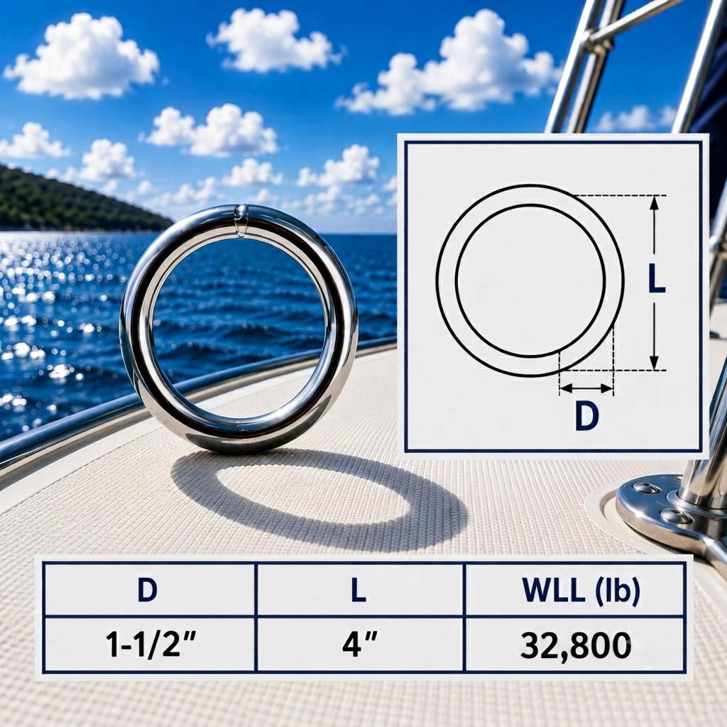 Marine Boat Stainless Steel Round Ring Link, Yacht Rigging Connector Ring for Rope, Chain, Cable, and Deck Hardware