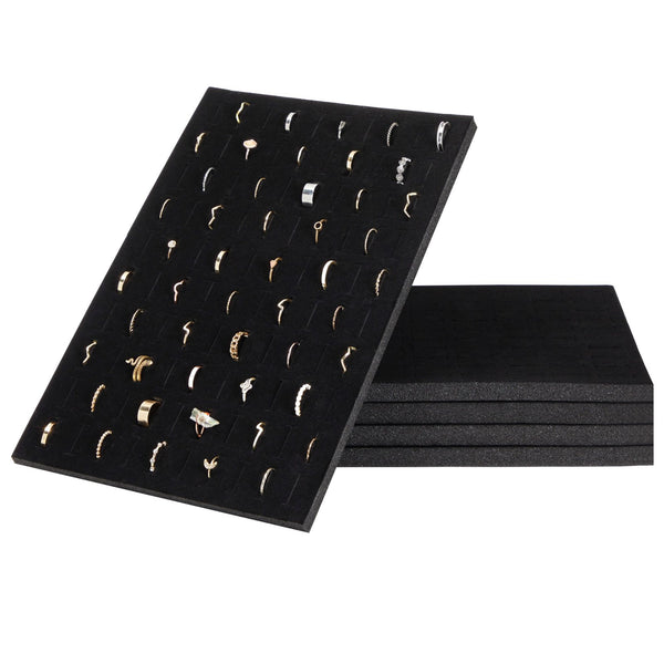 14'' x 7-1/2'' x 1/2'' Black Velvet Foam Ring Insert 72 Slots Jewelry Display Tray Insert