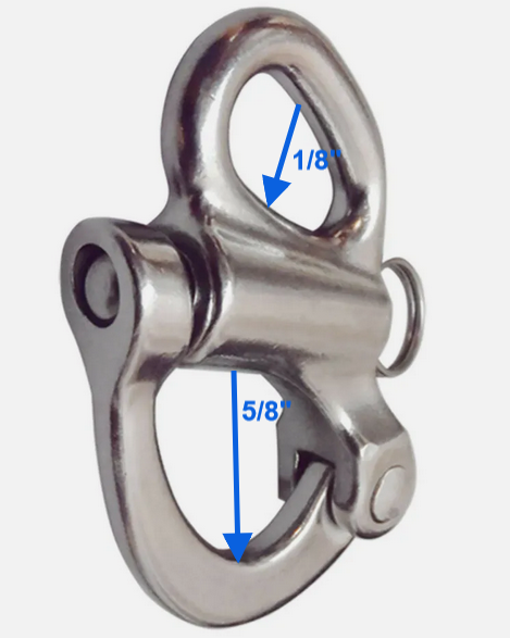 5 PCS 2'' Fixed Eye Snap Shackle Fixeye SS316 Stainless Steel Shackle Fixed Bail