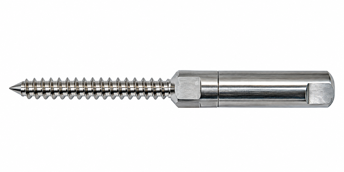 4 Pc Set Marine T316 Stainless Steel Push and Go Swageless Lag for Cable Rail, Wire Rope Deck Railing Terminal Fitting