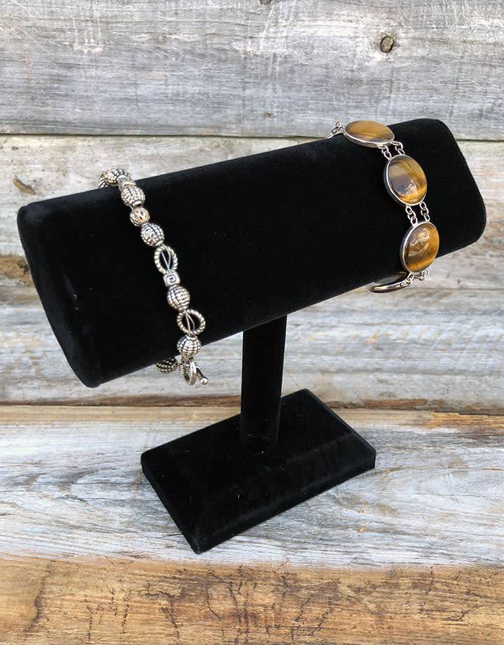 2 Pc 7-1/2''L x 6-1/2''H Black Velvet Oval T Bar Jewelry Display Bracelet Holder