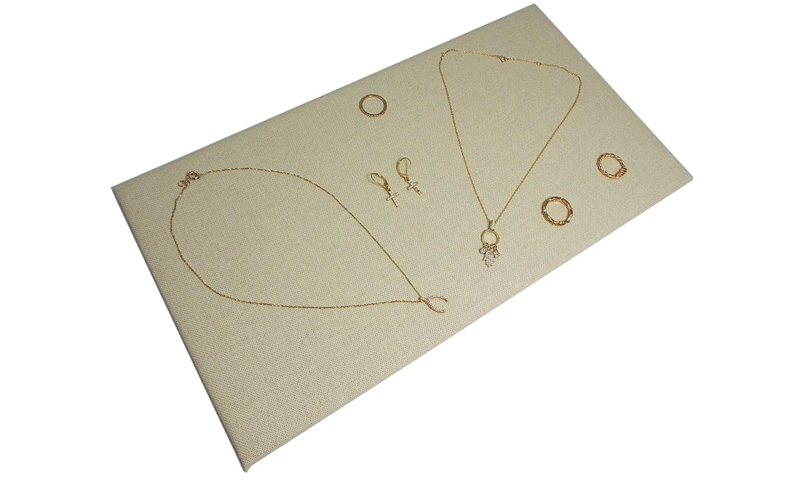 5 Pcs 14-1/4" x 7-5/8" Beige Linen Jewelry Pad Necklaces Bracelets Organizer