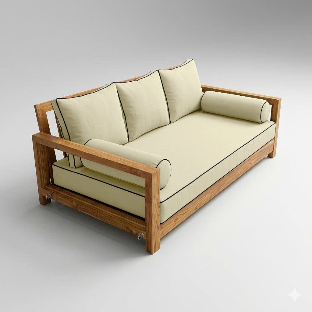 Style3 Full Size 6PC Contrast Pipe Outdoor Daybed Mattress Cushion Bolster Pillow Slip Cover Complete Set AD005