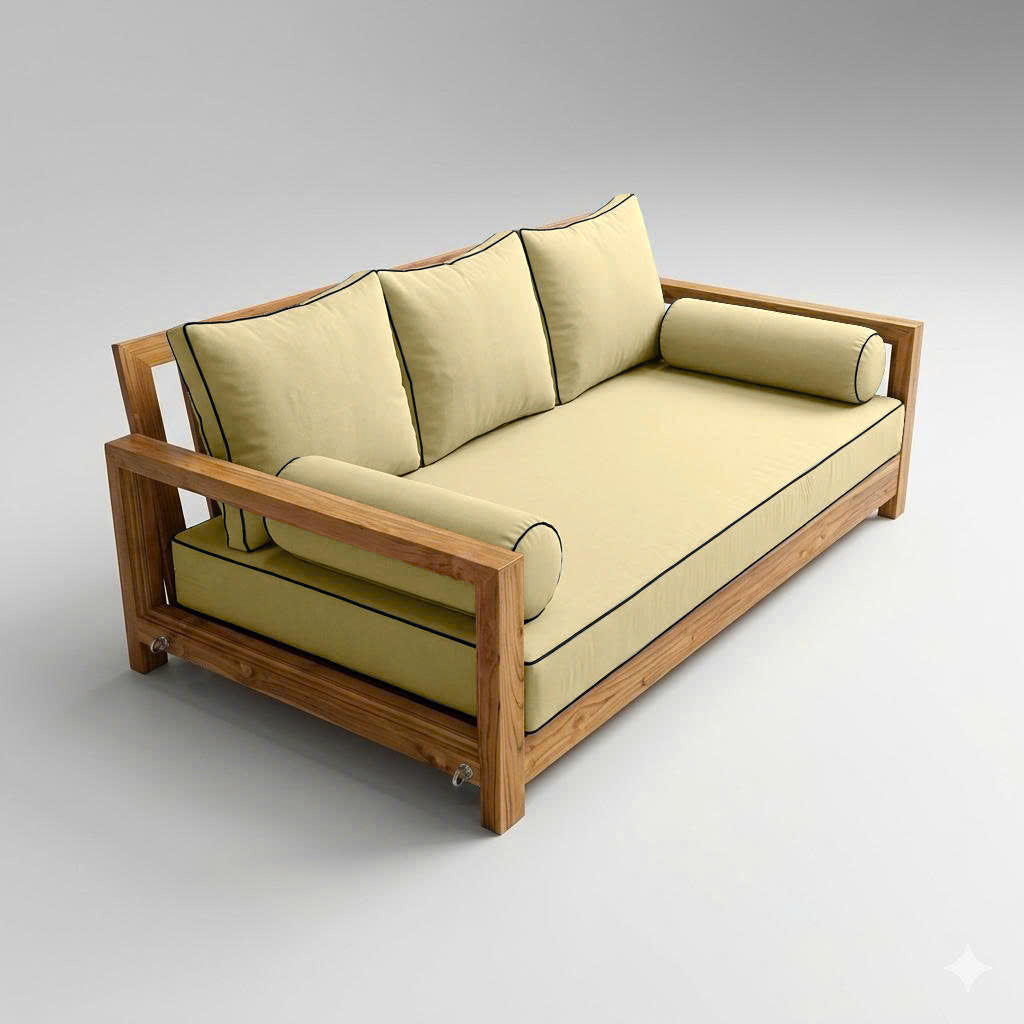 Style3 Full Size 6PC Contrast Pipe Outdoor Daybed Mattress Cushion Bolster Pillow Slip Cover Complete Set AD103