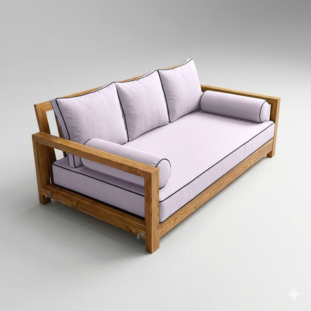 Style3 Crib Size 6PC Contrast Pipe Outdoor Daybed Mattress Cushion Bolster Pillow Slip Cover Complete Set AD107