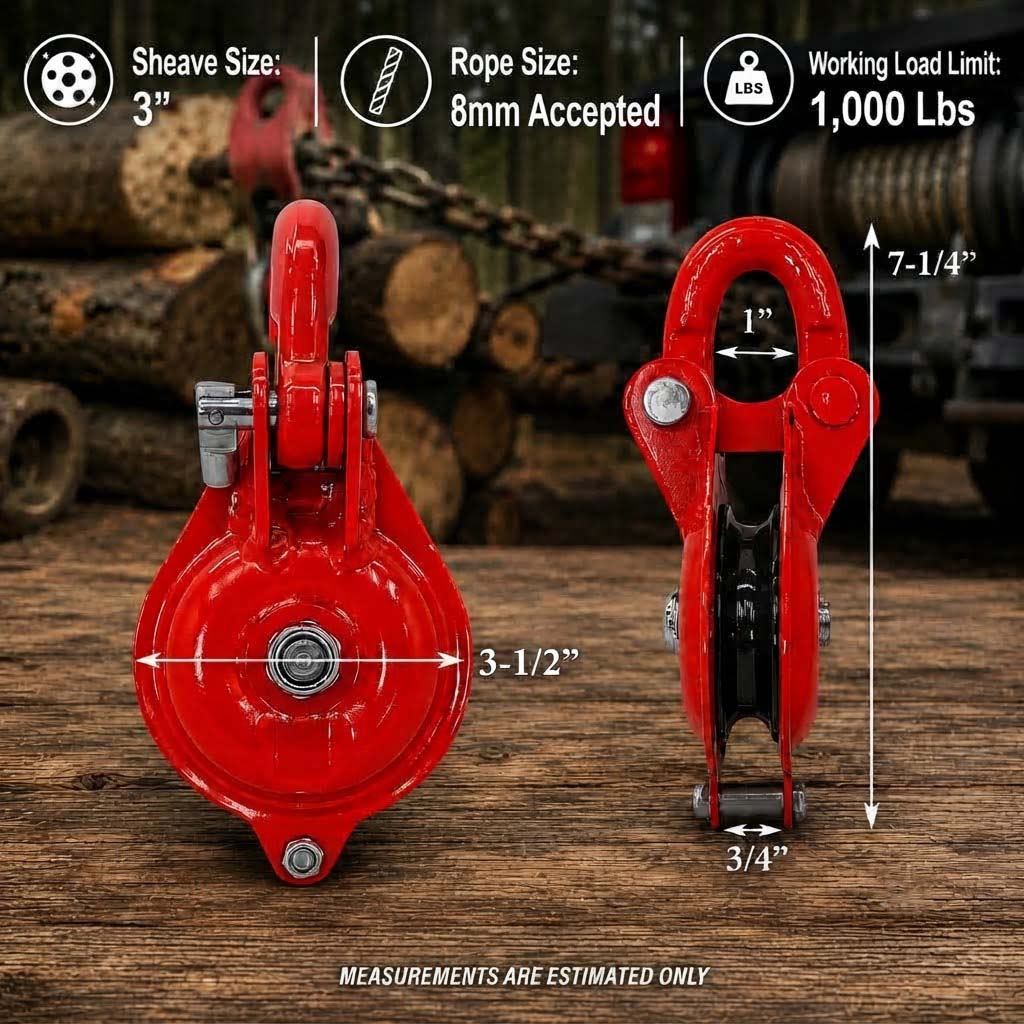 Cable Wire Shackle Pulley, Single Sheave Yarding Block for Wire Rope, Logging, Rigging, Winching, and Towing