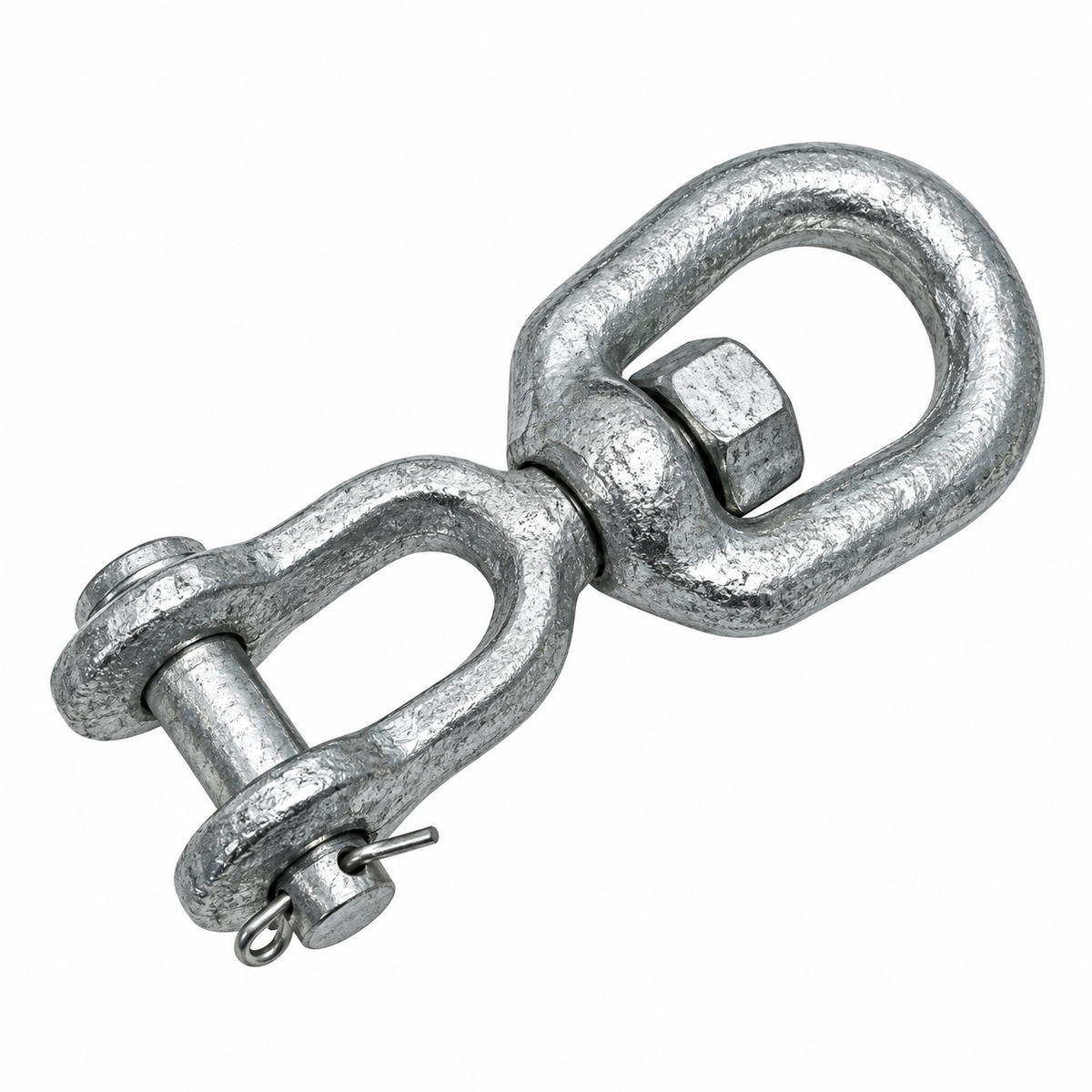 Galvanized Jaw Eye Marine Mooring Swivel, Boat Rigging Swivel Connector for Chain, Anchor, Dock, and Mooring Use