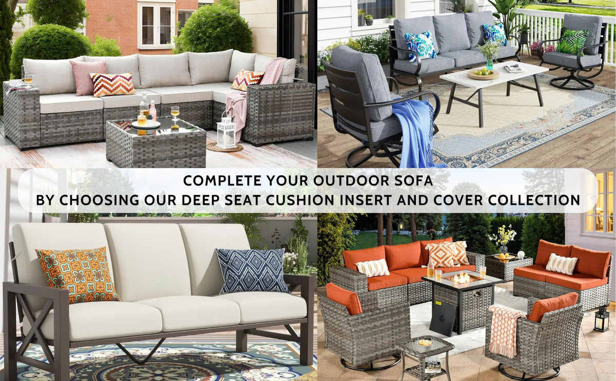 Outdoor/indoor sofa deep seat and back cushion insert set – white