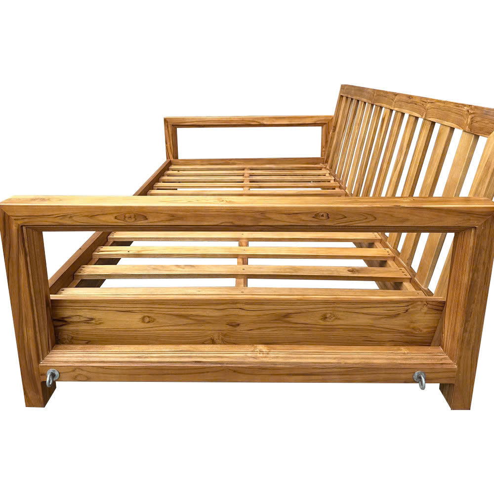 Style1 Complete Set Twin Size Wood Patio Sofa Daybed + Cushion Inserts + Covers