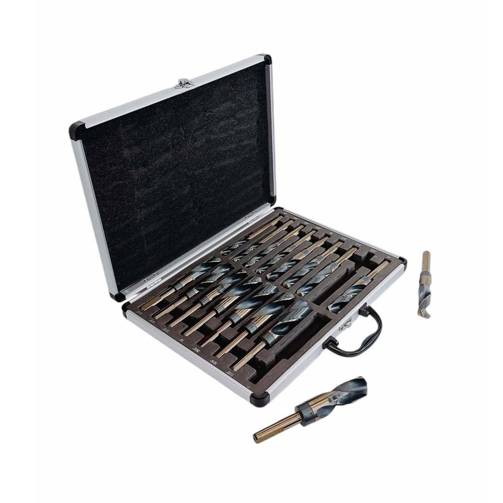 17 Pc HSS Cobalt Silver & Deming Drill Bit Set 1-2'' Reduced Shank