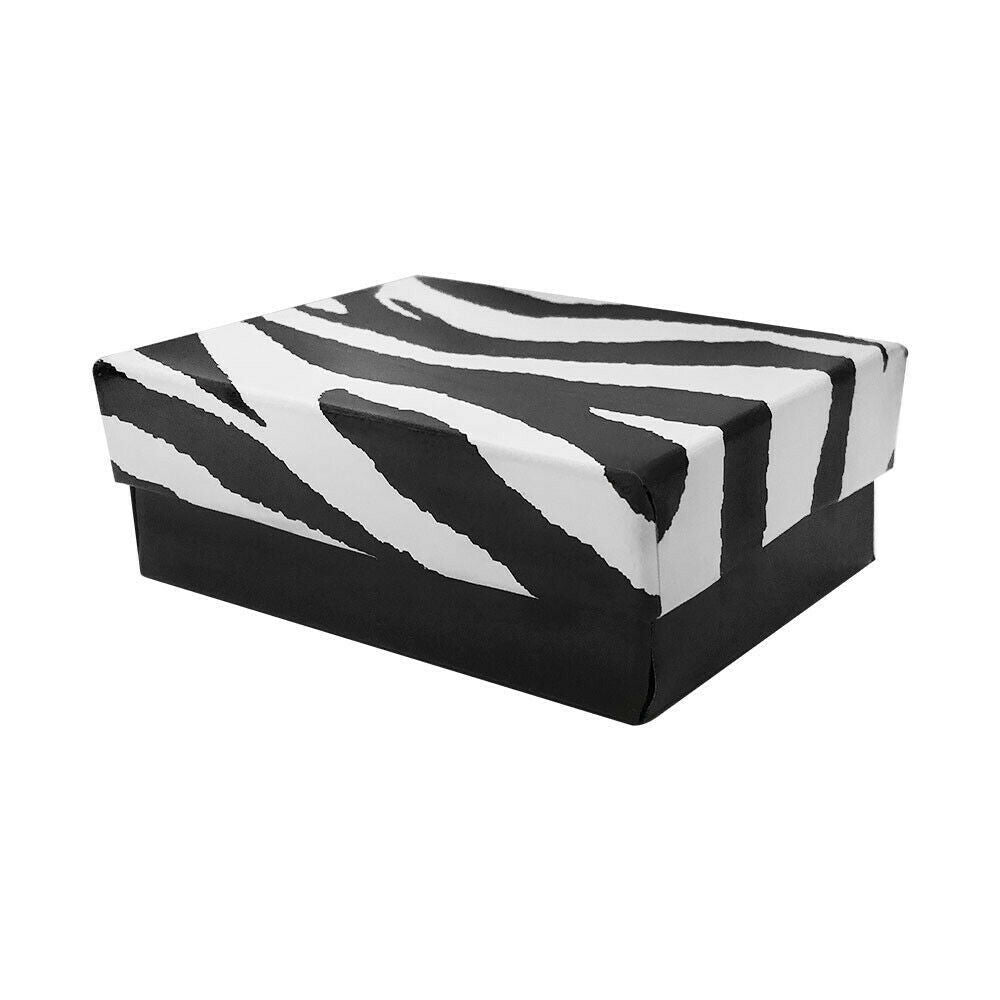 10 Pc 3-1/2" x 3-1/2" x 1" Gift Boxes Jewelry Zebra Animal Print Cotton Filled