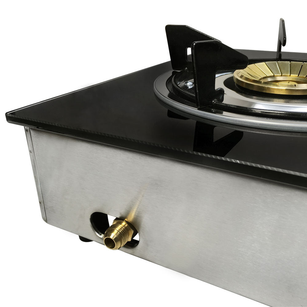 12" x 14" Single Propane Gas Stove 1Burner Tempered Glass Cooktop Auto Ignition Stainless Steel Body