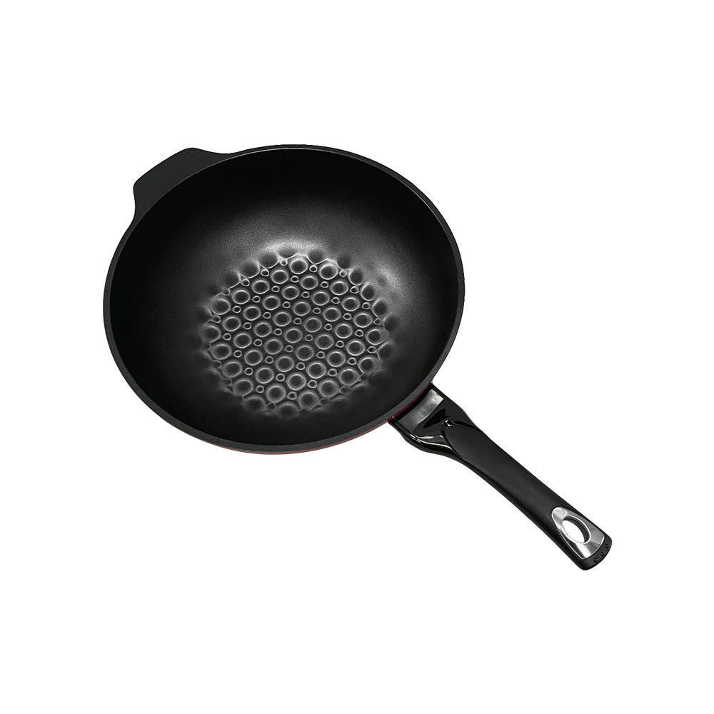 MADE IN KOREA - 13" 3D Diamond Coating Nonstick Wok Cookware, 32cm Non-Scratch Stir Fry Pan for Vegetables, Noodles, Rice, Meat, and Seafood