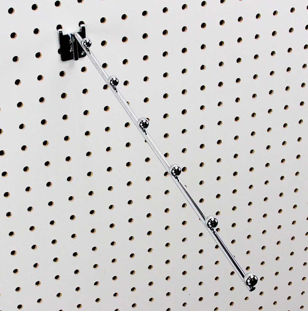 14" Long Chrome Pegboard 6 ball Waterfall Hanging Fixture Display