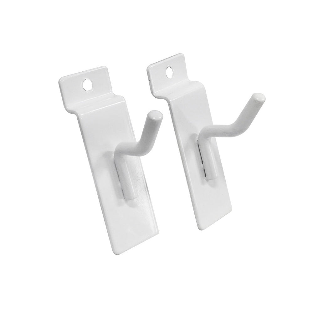 2 Pcs 1'' White Slatwall Hook Hooks Retail Display Wire Metal Hanger