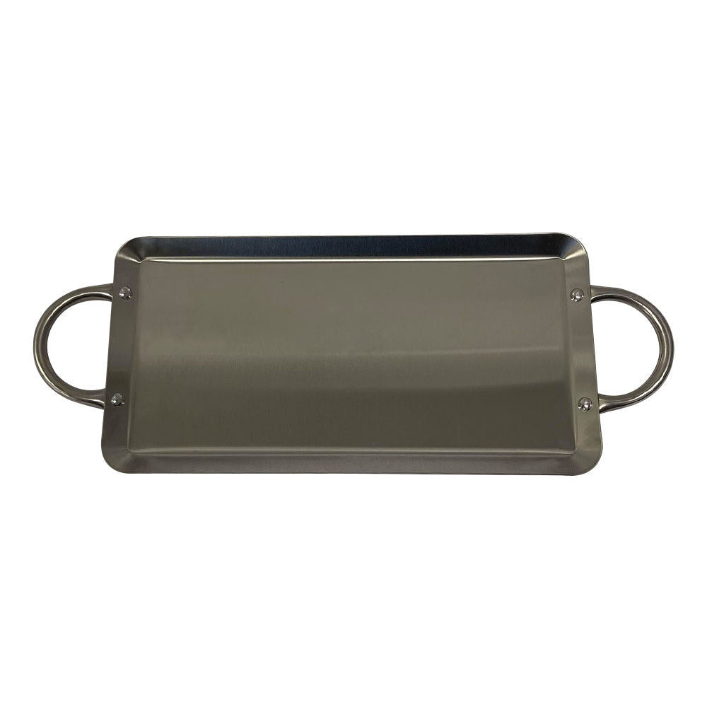21-1/2'' Stainless Steel Rectangular Serving Platter Ottoman Tray with Handles