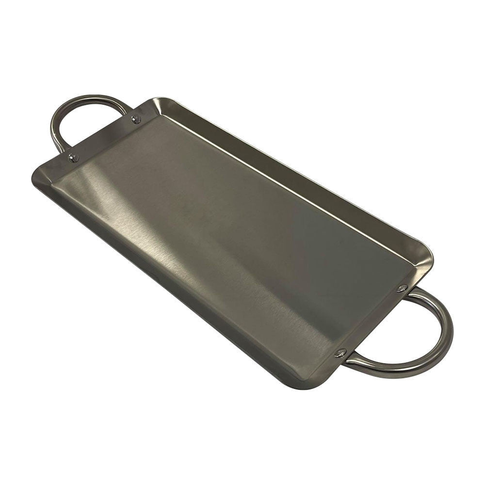 21-1/2'' Stainless Steel Rectangular Serving Platter Ottoman Tray with Handles