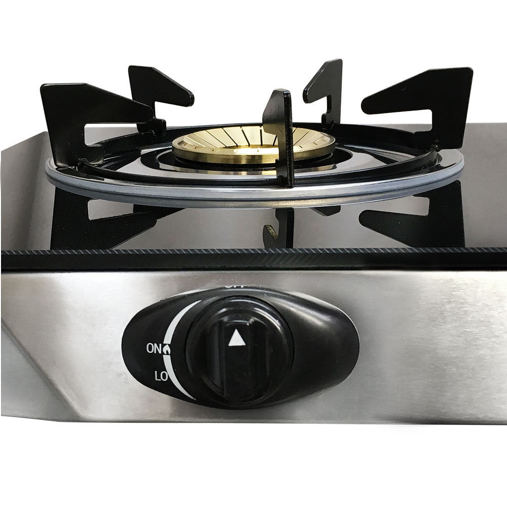 28" x 15" Propane Double Stove 2 Gas Burner Tempered Glass Cooktop Auto Ignition Stainless Steel Body