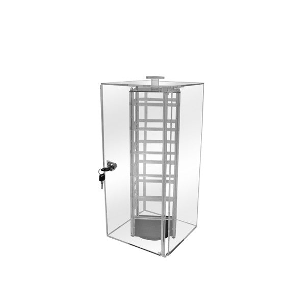 8''L x 8''W x 18-1/2''H Acrylic Revolving Locking Earring Display 2 keys Retail