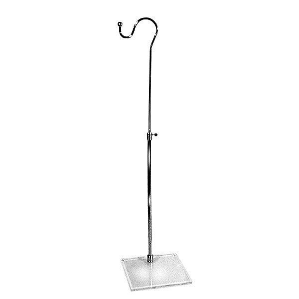 Chrome 42'' Adjustable Height Handbag Hook Stand Lucite Clear Acrylic Base