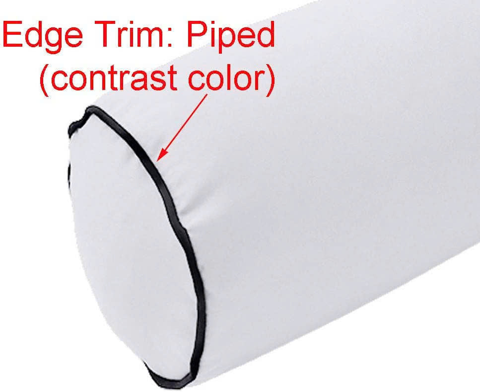 Contrast Trim Large Size 26x6 Outdoor Bolster Pillow Water Repellent Decorative Bolster Pillow Insert and Cover Set For Patio Daybed Porch Swing AD107